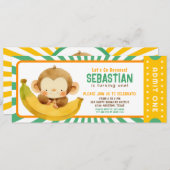 Niedlicher Jungle Banane Monkey Kindergeburtstag T Einladung (Vorne/Hinten)