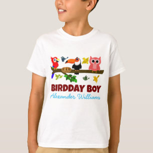Niedlicher Jungle Birds Illustration Bird Birthday T-Shirt