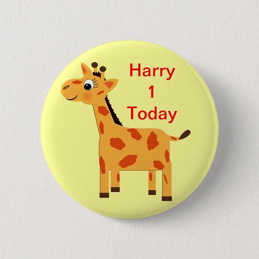Niedlicher Jungle Giraffe Personalisierter Hintern Button (Vorderseite)