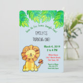 Niedlicher Jungle Lion Einladung zum ersten Geburt (Stehend Vorderseite)