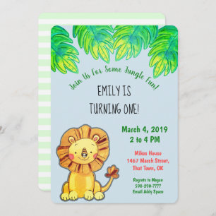 Niedlicher Jungle Lion Einladung zum ersten Geburt