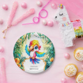 Niedlicher Jungle Parrot Geburtstag Pappteller (Party)