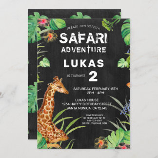 Niedlicher Jungle Safari Giraffe Chalkboard Geburt Einladung
