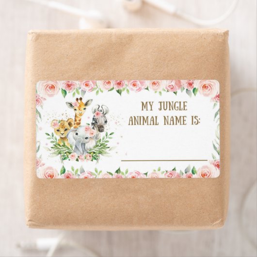 Niedlicher Jungle-Safari-Jungle-Tiernamensticker (Insitu)