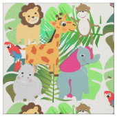 Niedlicher Jungle Safari Kinder Cartoon Tier Stoff (Nahaufnahme)