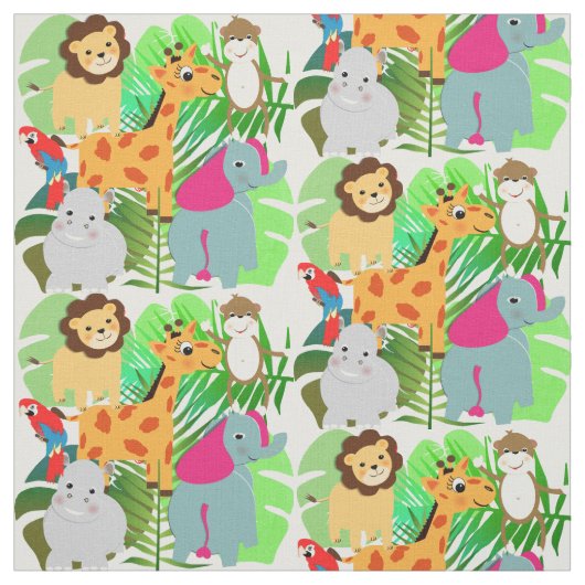 Niedlicher Jungle Safari Kinder Cartoon Tier Stoff (Muster)