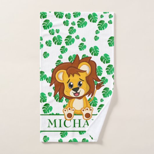 Niedlicher Jungle Safari Lion Animal Kids Badhandtuch Set (Handtuch)