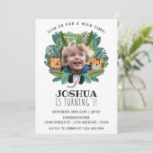 Niedlicher Jungle Safari Lion Tiger Elephant Gebur Einladung (Stehend Vorderseite)