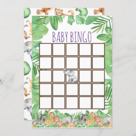 Niedlicher Jungle Safari Tierbabydusche Baby Bingo Einladung