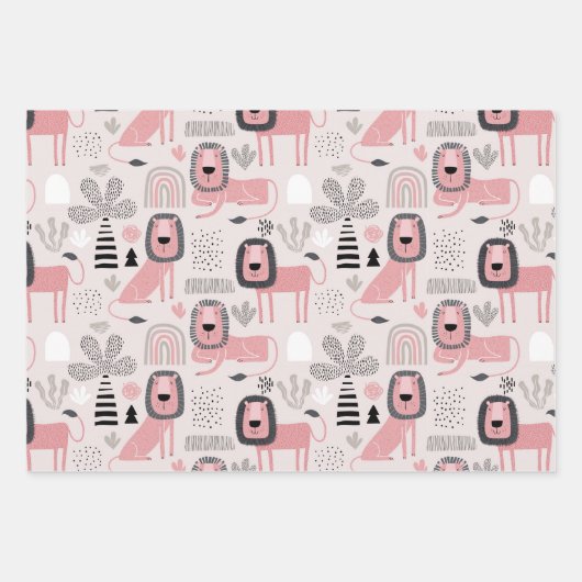 Niedlicher Jungle-Tierlion Geschenkpapier Set (Vorderseite)