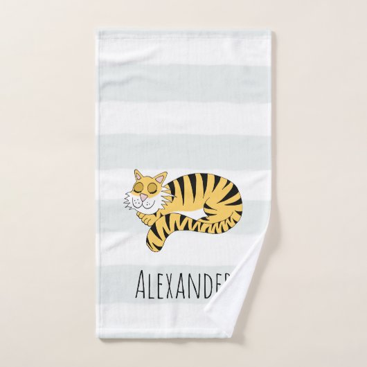 Niedlicher Jungle Tiger mit Namenskindern Badhandtuch Set (Handtuch)