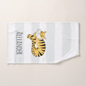 Niedlicher Jungle Tiger mit Namenskindern Badhandtuch Set (Handtuch)