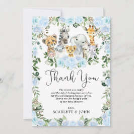 Niedlicher Jungle Wild Animals Blue Floral Baby Bo Dankeskarte