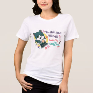 Niedlicher K-Drama Cat Coffee Lover Tri-Blend Shirt