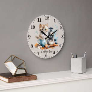 Niedlicher Kaffee-Bar Große Wanduhr