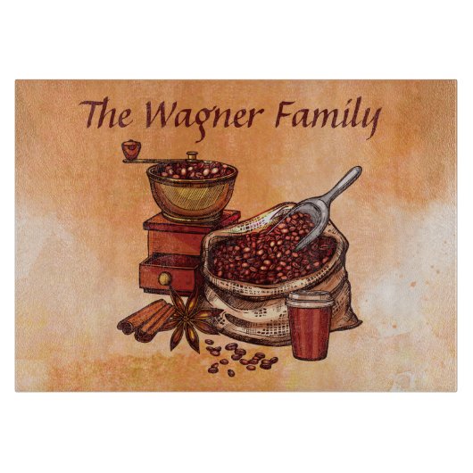 niedlicher Kaffee Bar Name Schneidebrett (Vorderseite)