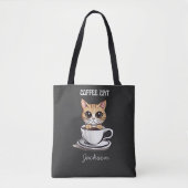 Niedlicher Kaffee Chat Personalisiert Funny Tote T Tasche (Vorderseite)