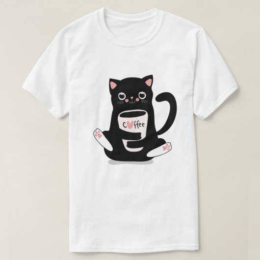Niedlicher Kaffee Chat T - Shirt (Design vorne)