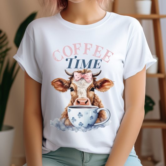 Niedlicher Kaffee Coffee Time Cow T-Shirt