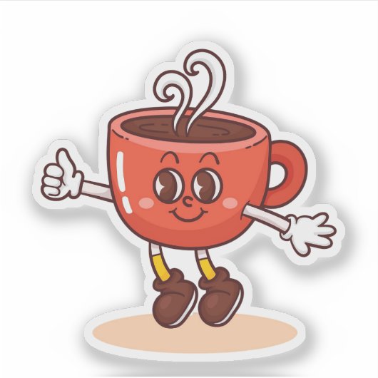 Niedlicher Kaffee-Cup Aufkleber (Vorderseite)