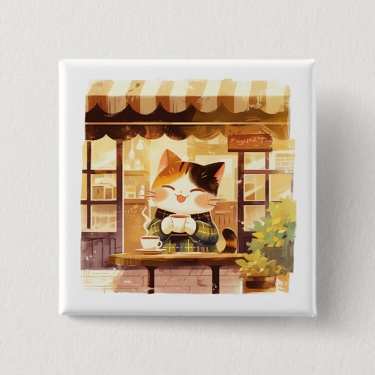 Niedlicher Kaffee im gemütlichen Café Button (Vorderseite)