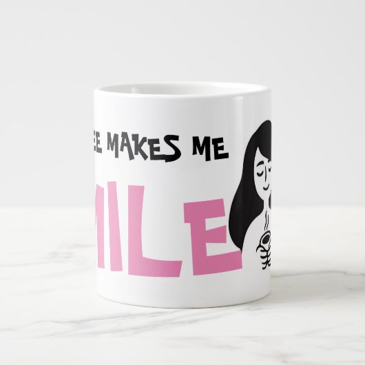 Niedlicher Kaffee lässt mich lächeln Jumbo-Tasse (Vorderseite)