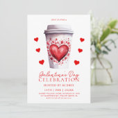 Niedlicher Kaffee Latentines Galentines Party Einladung (Stehend Vorderseite)