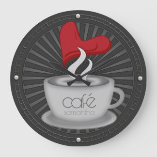 Niedlicher Kaffee mit Liebe Café Küchen-Wand-Dekor Große Wanduhr