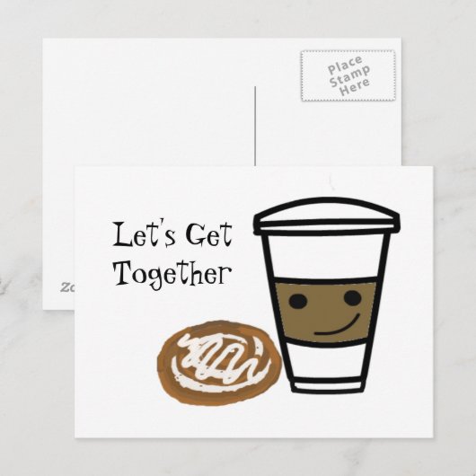 Niedlicher Kaffee Postkarte (Vorne/Hinten)