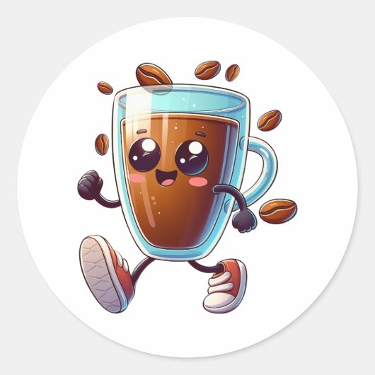 Niedlicher Kaffee Runder Aufkleber (Vorderseite)
