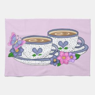 Niedlicher Kaffee und Blume Küchentücher