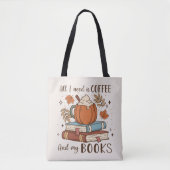Niedlicher Kaffee und Buch Lover Herbst Pumpkin Ge Tasche (Vorderseite)