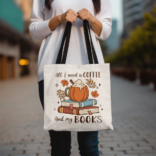 Niedlicher Kaffee und Buch Lover Herbst Pumpkin Ge Tasche