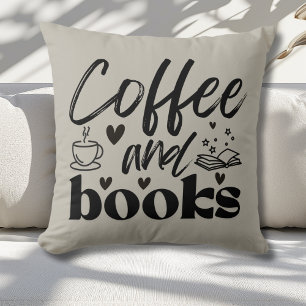 Niedlicher Kaffee und Buchliebhaber Kissen