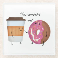 Niedlicher Kaffee und Donut Komplettes Paar