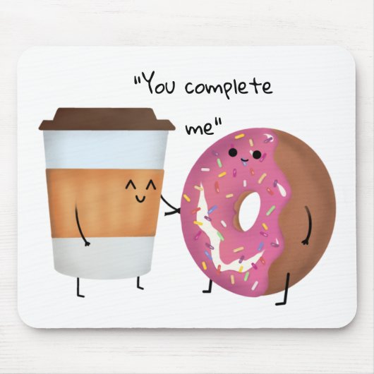 Niedlicher Kaffee und Donut Komplettes Paar Mousepad (Vorne)
