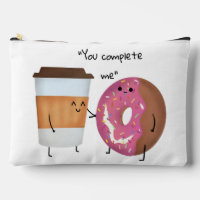 Niedlicher Kaffee und Donut Komplettes Paar