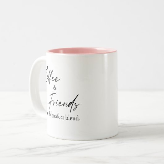 Niedlicher Kaffee und Freunde - perfekte Mischung Zweifarbige Tasse (Vorderseite Links)