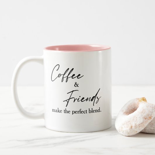 Niedlicher Kaffee und Freunde - perfekte Mischung Zweifarbige Tasse (Mit Donut)