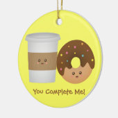 Niedlicher Kaffee und Krapfen in der Liebe, Keramikornament (Links)