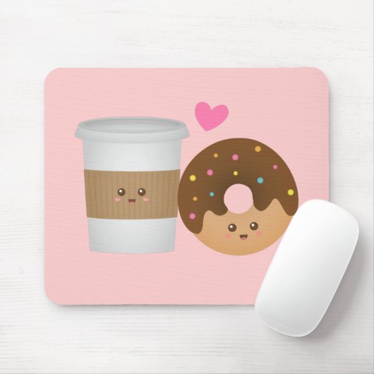 Niedlicher Kaffee und Krapfen in der Liebe, Mousepad (Mit Mouse)