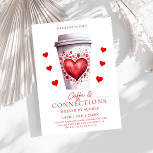 Niedlicher Kaffee und Verbindungen Latte Valentine Einladung