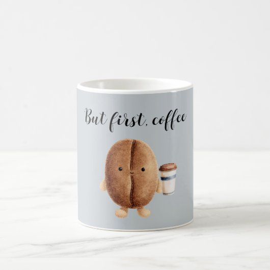 Niedlicher Kaffeebohne Aber zuerst Kaffee Kaffeetasse (Mittel)