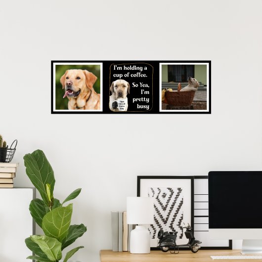 Niedlicher Kaffeetrinken Labrador-Brauch Poster (Heimbüro)