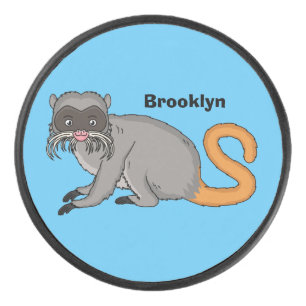 Niedlicher Kaiser Tamarin Illustrator Cartoon Eishockey Puck