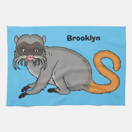 Niedlicher Kaiser Tamarin Illustrator Cartoon Geschirrtuch (Horizontal)