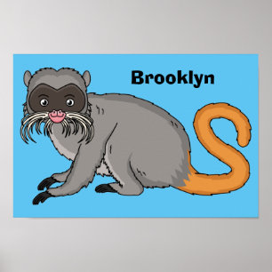 Niedlicher Kaiser Tamarin Illustrator Cartoon Poster
