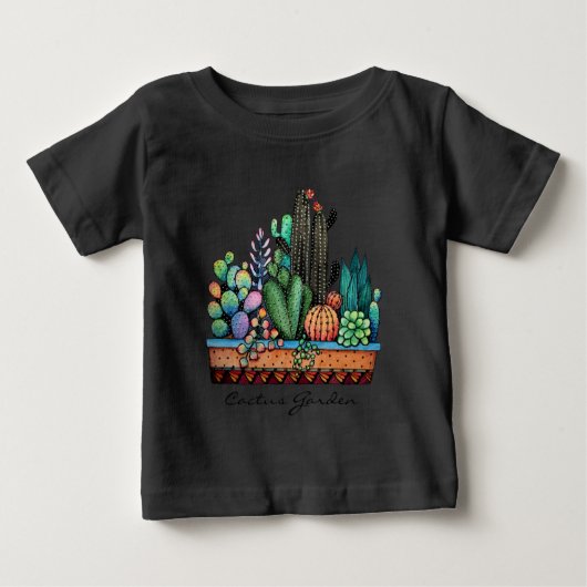 Niedlicher Kakteen Garden in Pot Baby T-shirt (Vorderseite)