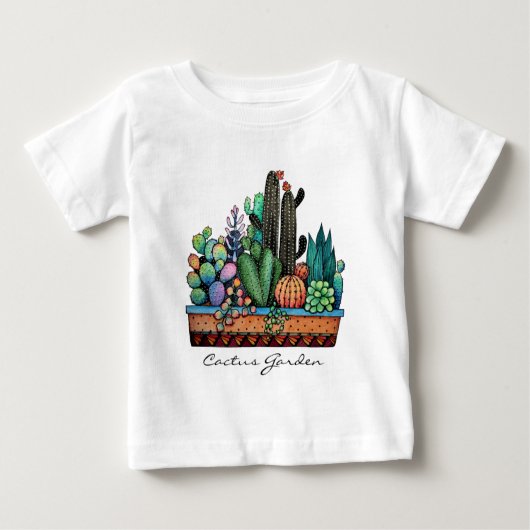 Niedlicher Kakteen Garden in Pot Baby T-shirt (Vorderseite)