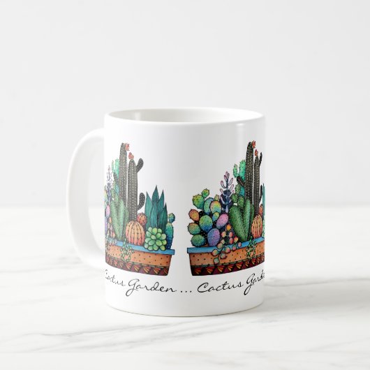 Niedlicher Kakteen Garden in Pot Kaffeetasse (Vorderseite Links)